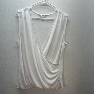 Athleta Tank Womens L White Breezy Wrap Camisole Top Surplice V Neck Modal